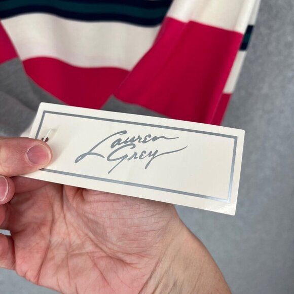 Lauren Grey VTG Women Turtleneck LS Shirt Size M Multicolor Stripe Oversized NEW - Picture 7 of 14